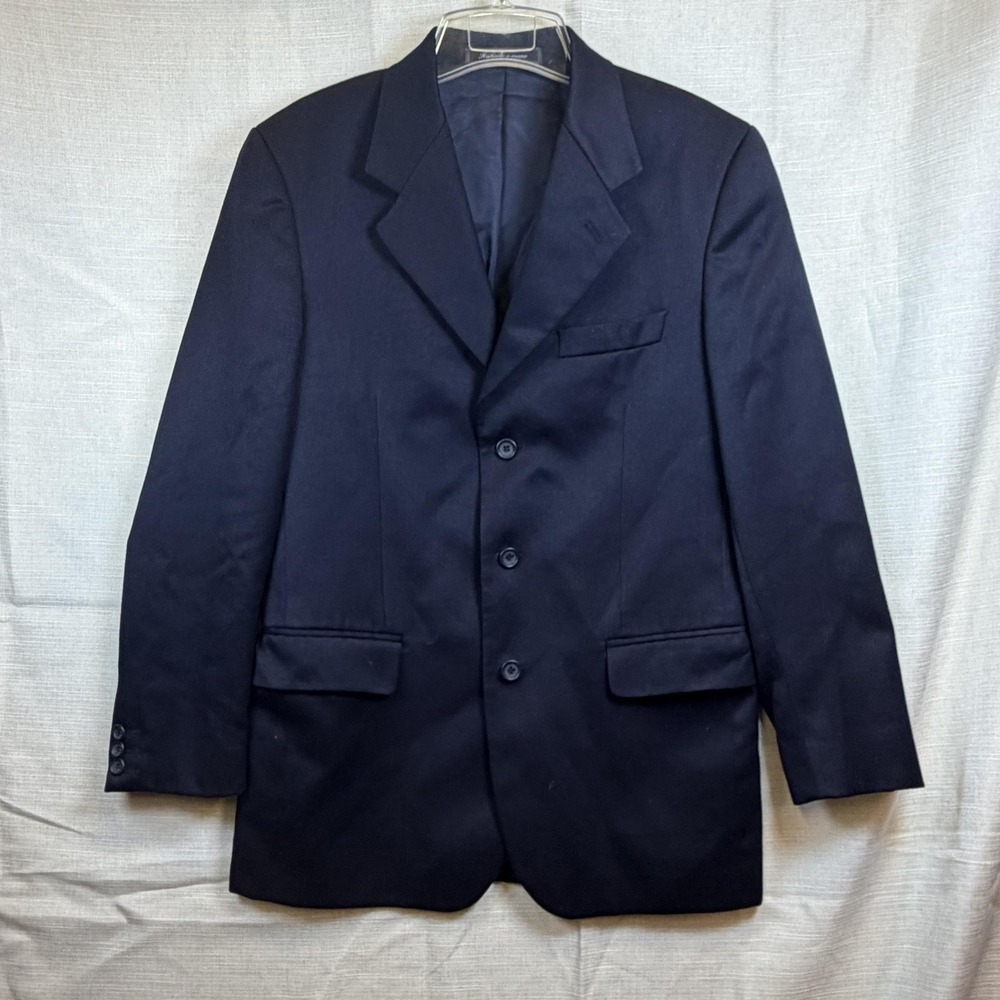 Montezemolo Blazer Mens IT 46 Navy Blue Wool Blend Single Breasted Blazer